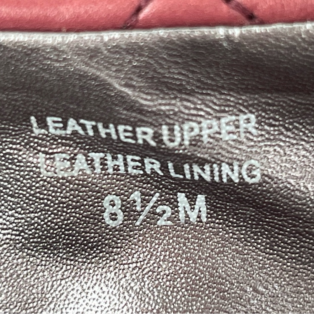 Via Spiga Shoes Ballet Flats Size 8.5 Burgundy Red Quilted Silver Grommets - Picture 10 of 16